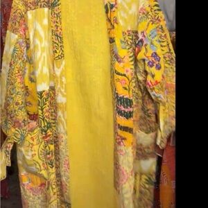 Vibrant Yellow Floral Kimono by Kantha